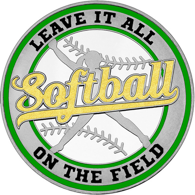 Gold "Softball" with Green Outer Circular Borders